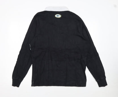 NFL Team Apparel Men's Black Long Sleeve Polo L Green Bay Packers