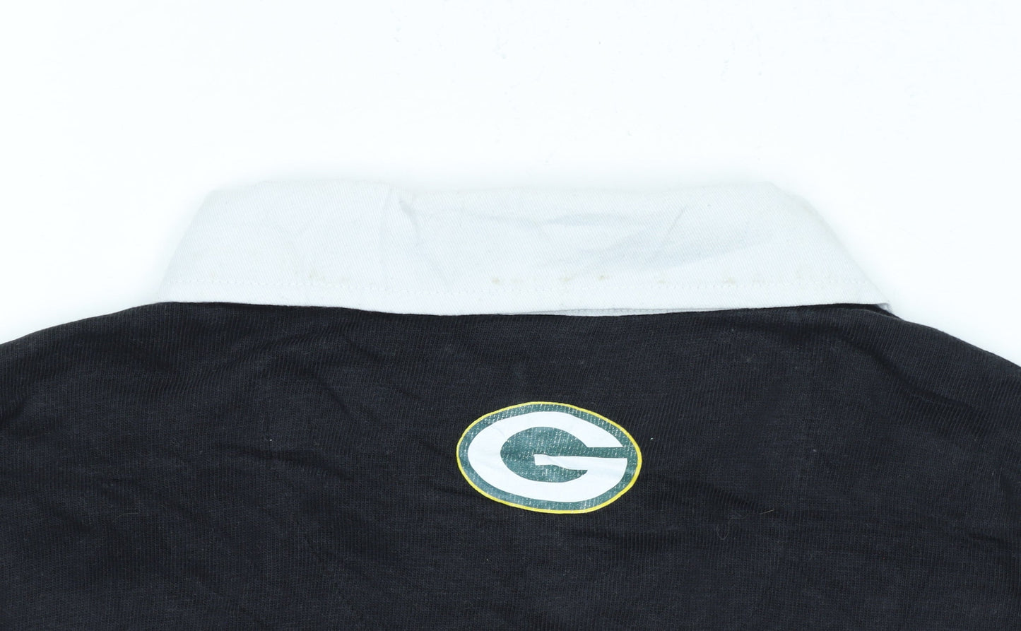 NFL Team Apparel Men's Black Long Sleeve Polo L Green Bay Packers