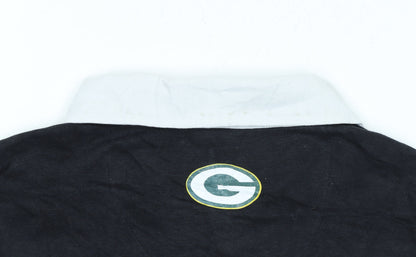 NFL Team Apparel Men's Black Long Sleeve Polo L Green Bay Packers