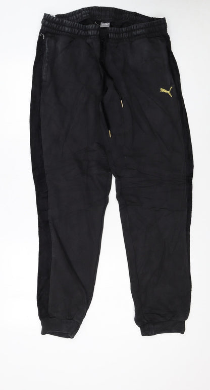 Puma Womens Black XL Jogger Trousers with Gold Logo