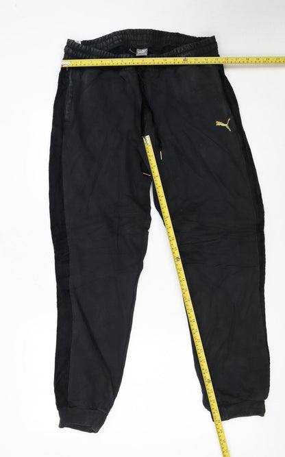 Puma Womens Black XL Jogger Trousers with Gold Logo
