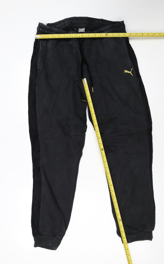 Puma Womens Black XL Jogger Trousers with Gold Logo