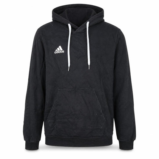 Front view of Adidas Men's Black Pullover Hoodie, size S, Fleece Sweatshirt