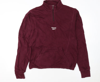 Reebok Womens Burgundy XS 1/4 Zip Pullover Hoodie Sweatshirt