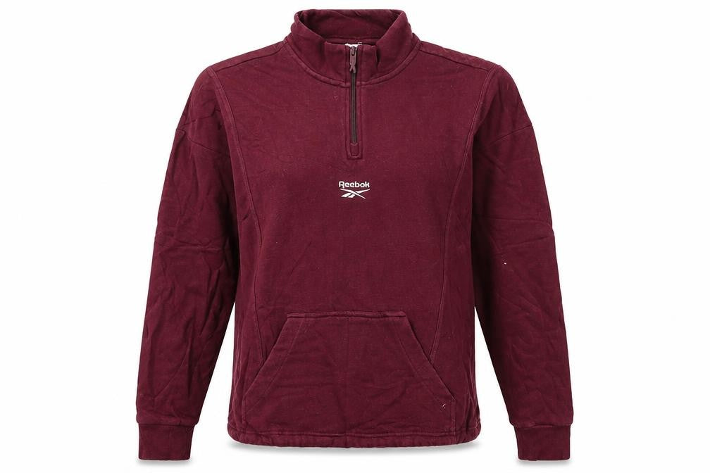 Reebok Womens Burgundy XS 1/4 Zip Pullover Hoodie Sweatshirt