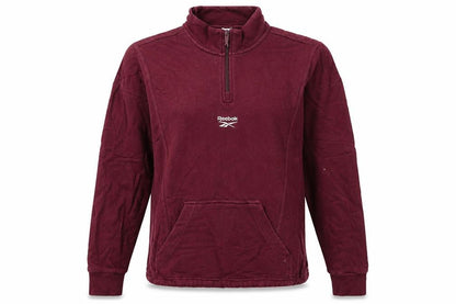 Reebok Womens Burgundy XS 1/4 Zip Pullover Hoodie Sweatshirt