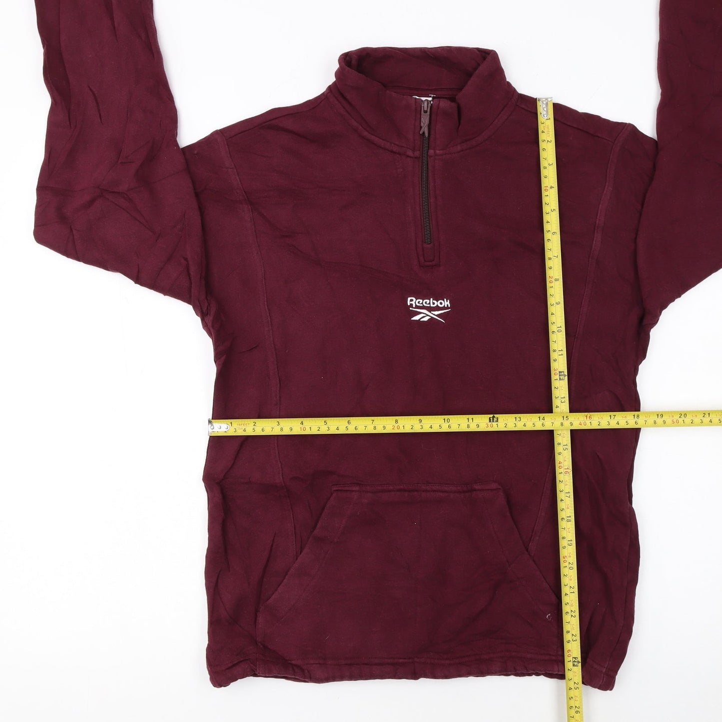Reebok Womens Burgundy XS 1/4 Zip Pullover Hoodie Sweatshirt