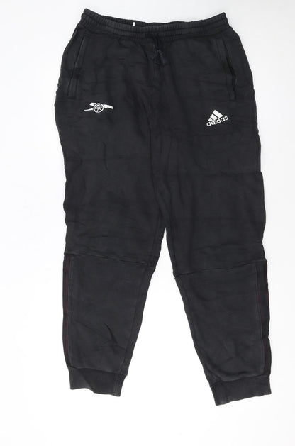 Adidas Men Black Arsenal Jogger Trousers Size M Fleece