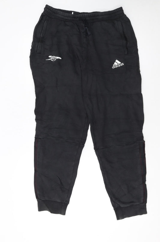 Adidas Men Black Arsenal Jogger Trousers Size M Fleece