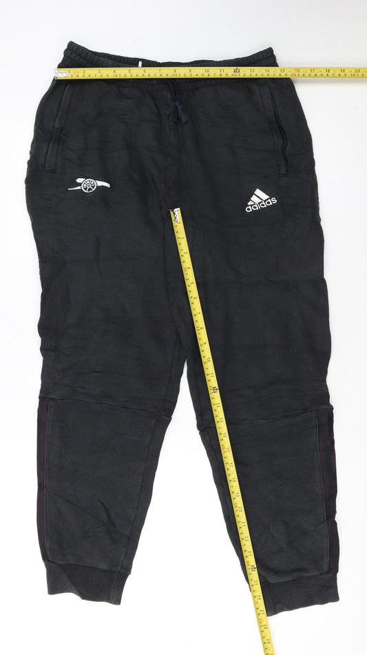 Adidas Men Black Arsenal Jogger Trousers Size M Fleece