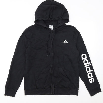 Adidas Womens Black Full Zip Hoodie Size 12-14 Cotton Blend