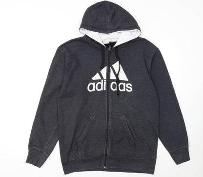 Adidas Mens Grey XL Full Zip Hoodie Fleece Sweatshirt