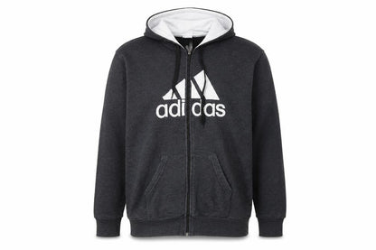Front view of Adidas men’s grey xl full zip hoodie fleece sweatshirt