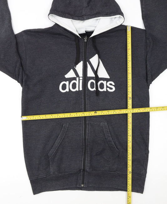 Adidas Mens Grey XL Full Zip Hoodie Fleece Sweatshirt