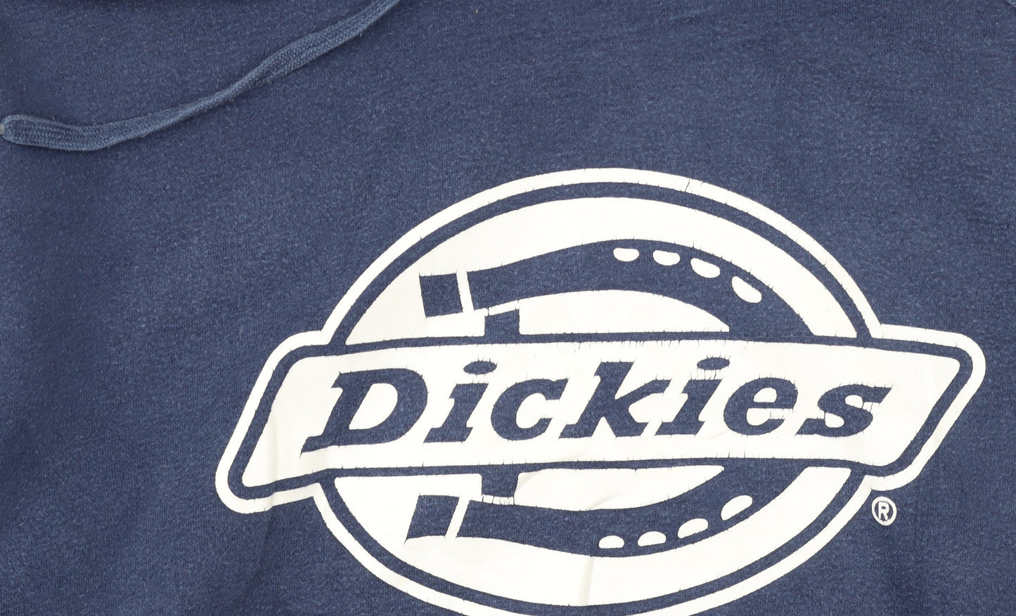 Dickies Men's Blue Pullover Hoodie M Logo Fleece Sweatshirt