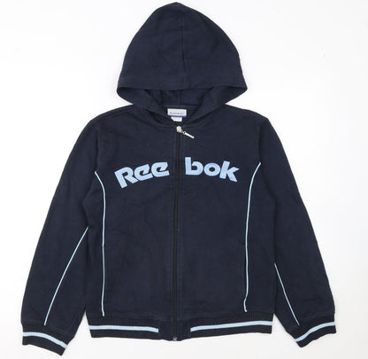 Reebok Women's Navy Full Zip Hoodie Size 10 Blue Logo Classic Fit
