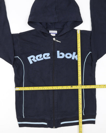 Reebok Women's Navy Full Zip Hoodie Size 10 Blue Logo Classic Fit