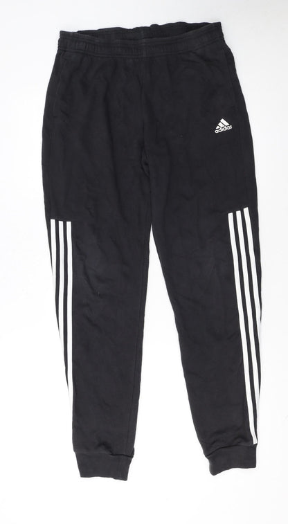 adidas Boys Black Jogger Trousers 15-16 Years Elastic Waist Activewear