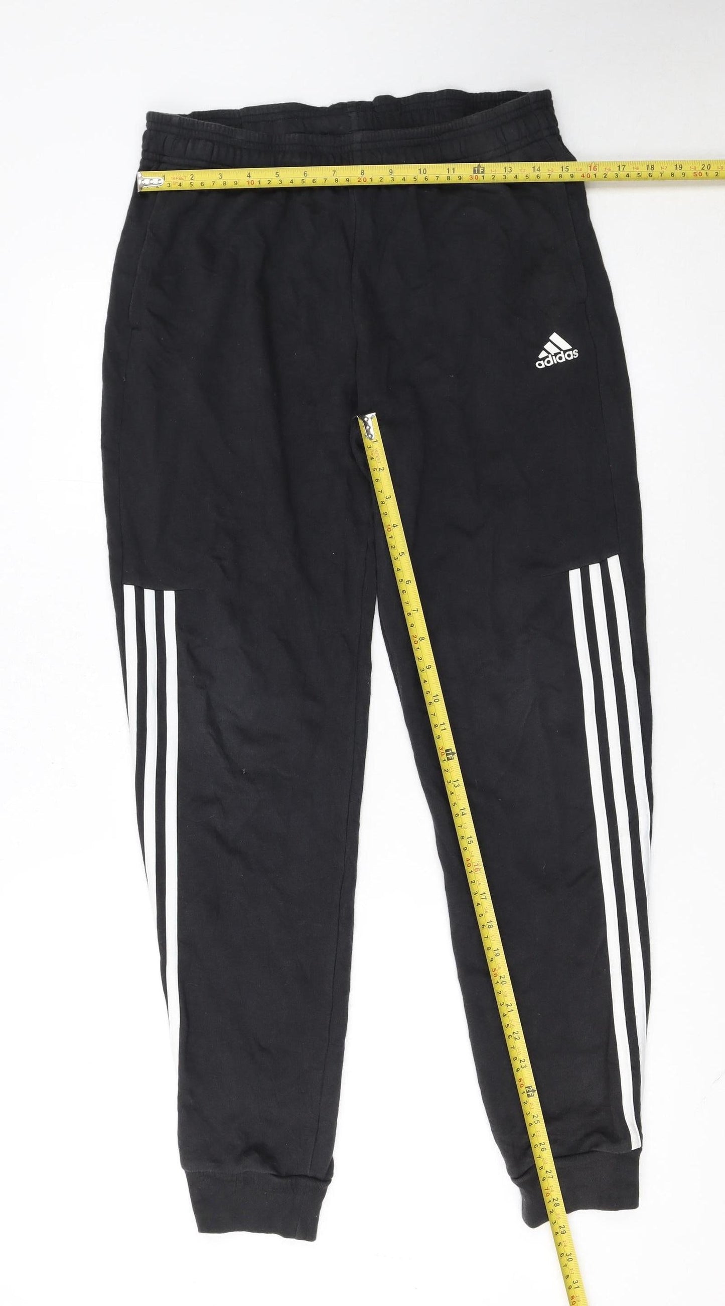 adidas Boys Black Jogger Trousers 15-16 Years Elastic Waist Activewear