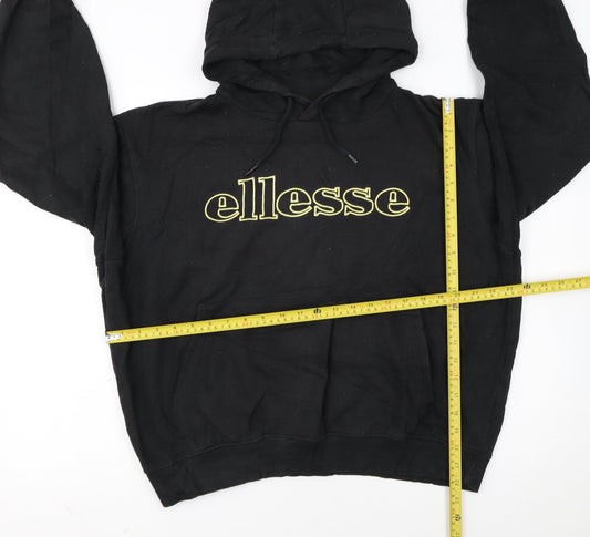 Ellesse Womens Black Pullover Hoodie L Logo Print Casual Wear