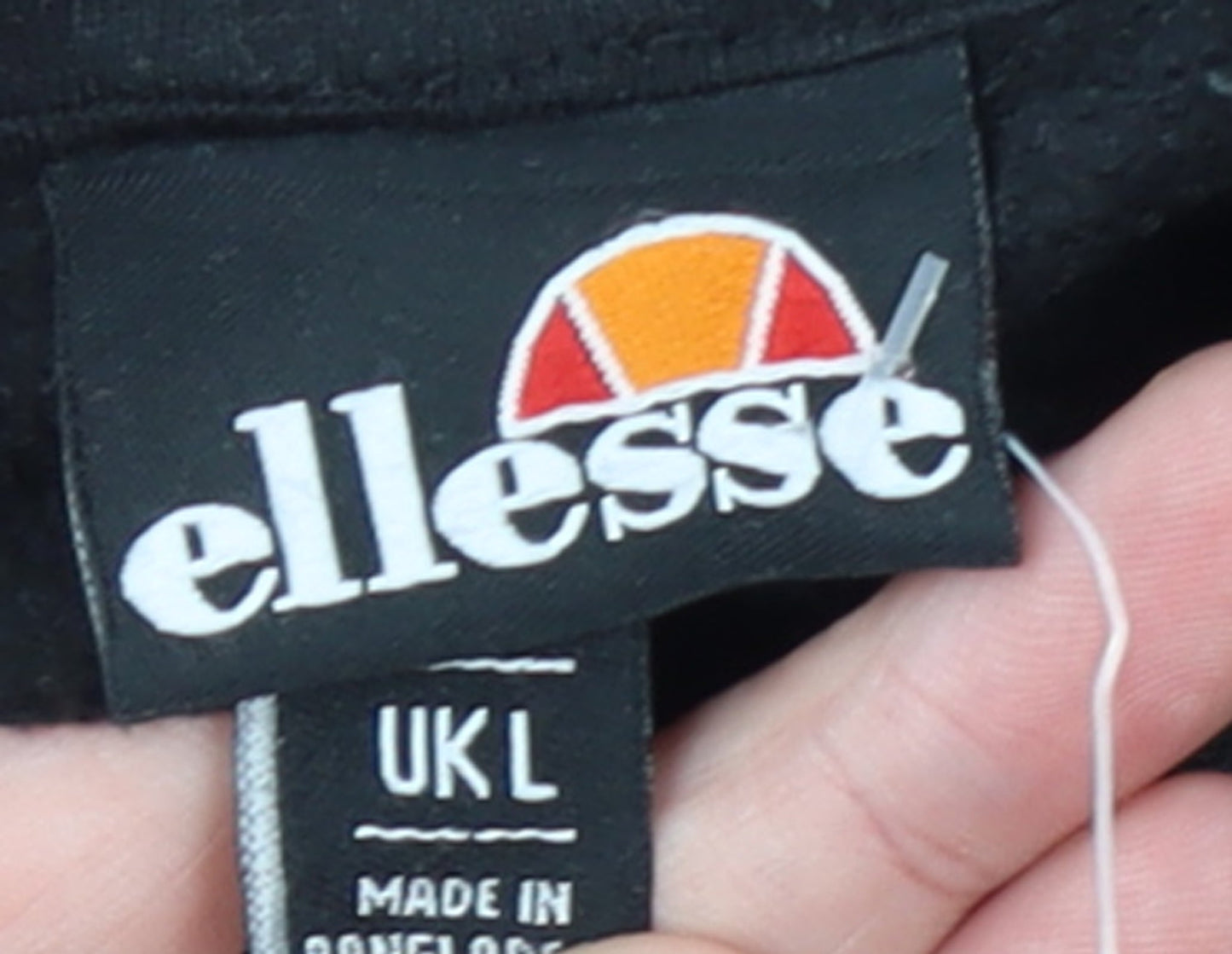 Ellesse Womens Black Pullover Hoodie L Logo Print Casual Wear