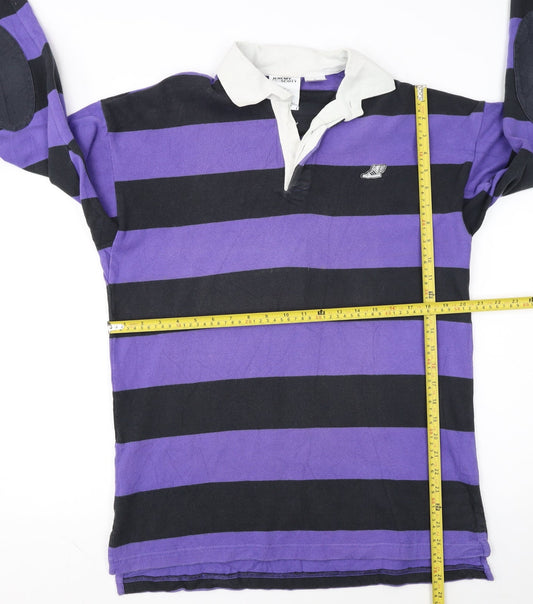 Adidas Jeremy Scott Men's Purple Striped Long Sleeve Polo Rugby Shirt M