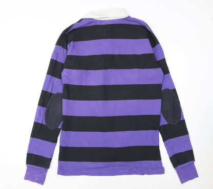Adidas Jeremy Scott Men's Purple Striped Long Sleeve Polo Rugby Shirt M