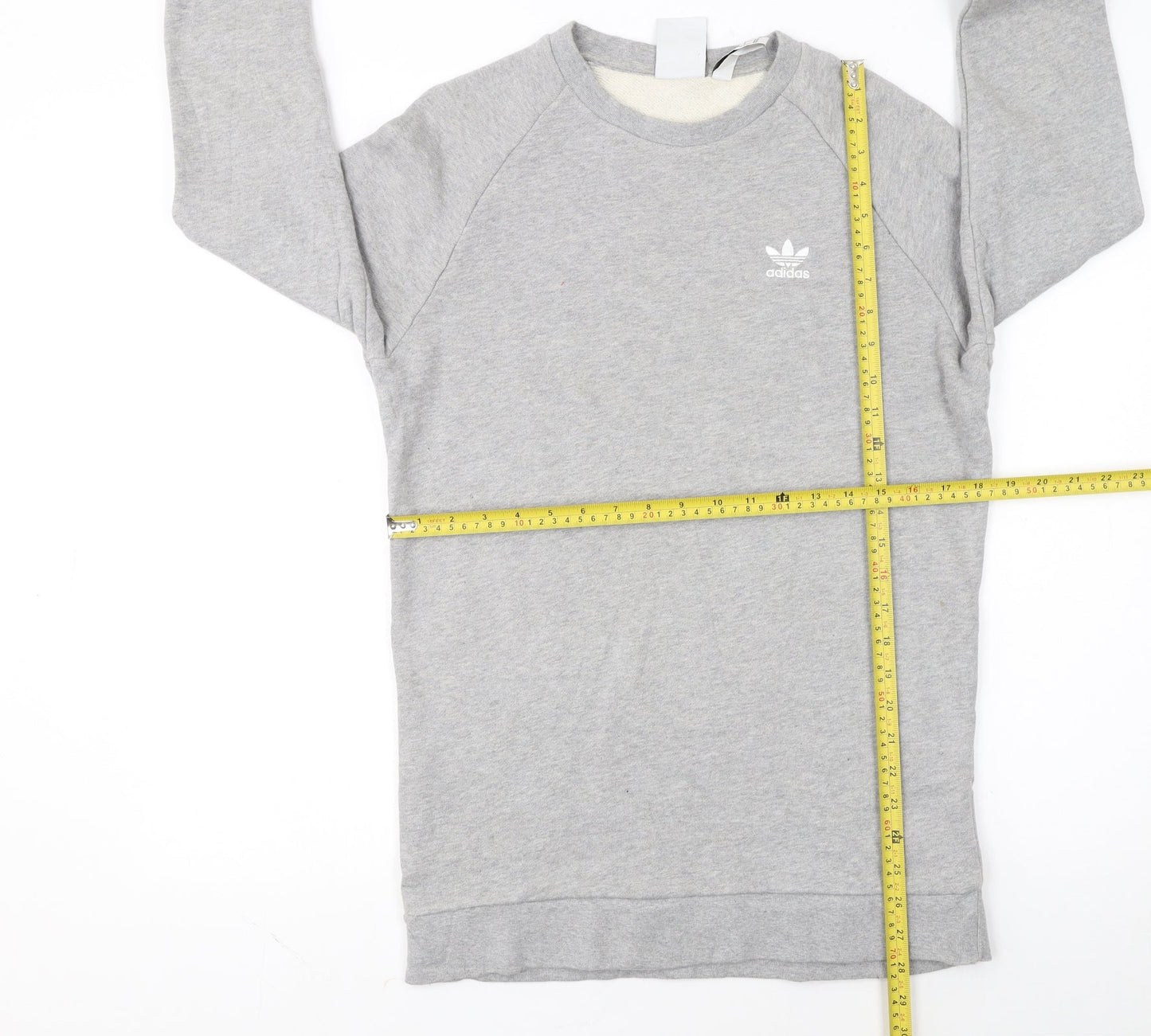 adidas Men Grey Small Trefoil Logo Pullover Sweatshirt