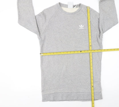 adidas Men Grey Small Trefoil Logo Pullover Sweatshirt