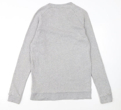 adidas Men Grey Small Trefoil Logo Pullover Sweatshirt