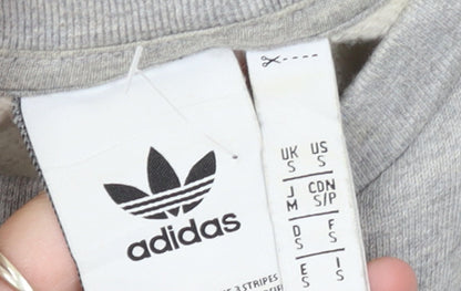 adidas Men Grey Small Trefoil Logo Pullover Sweatshirt
