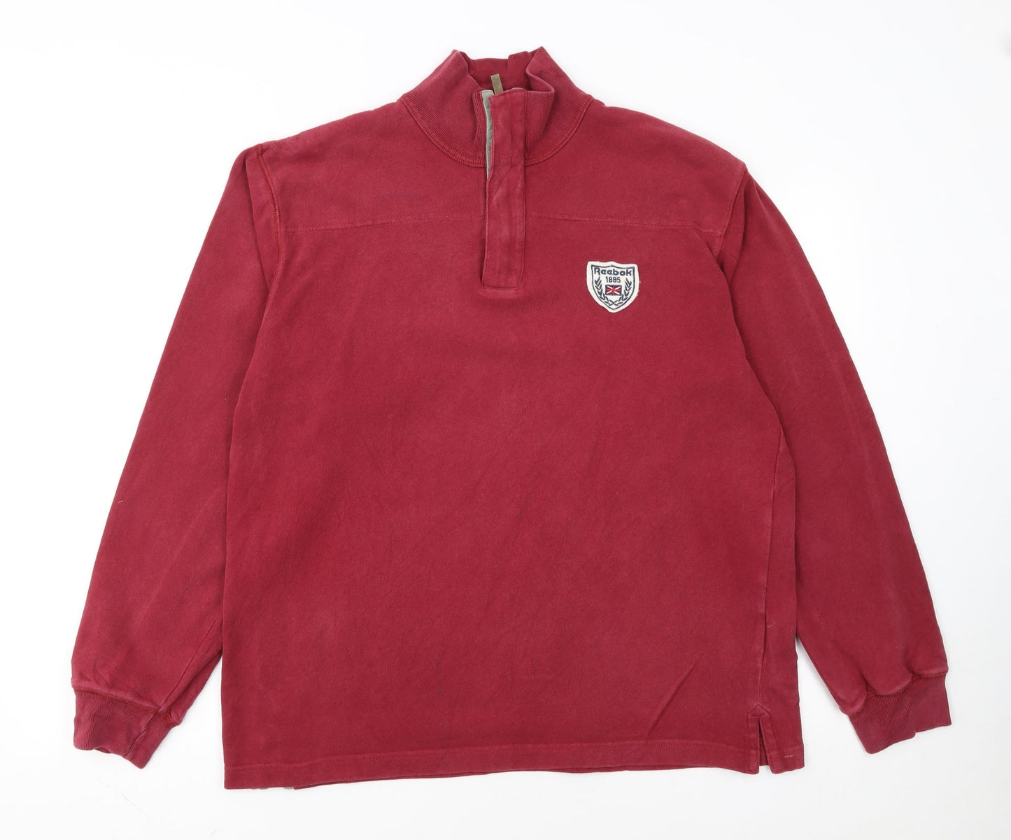 Reebok Mens Red 1/2 Zip Sweatshirt Medium Vintage Sportswear