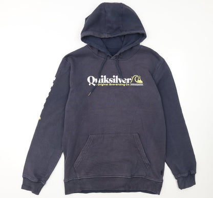Quiksilver Men's Blue Pullover Hoodie Medium Fleece Surf Logo