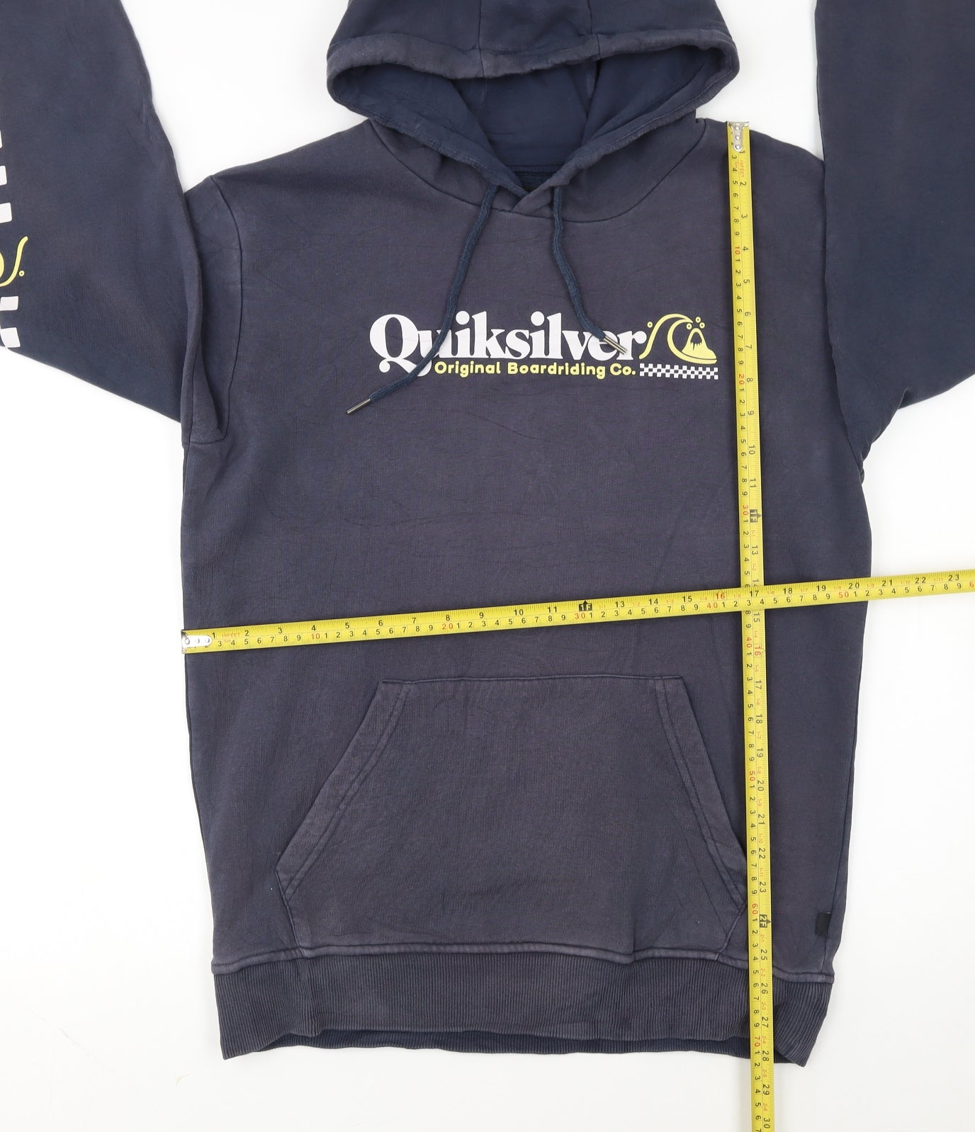 Quiksilver Men's Blue Pullover Hoodie Medium Fleece Surf Logo