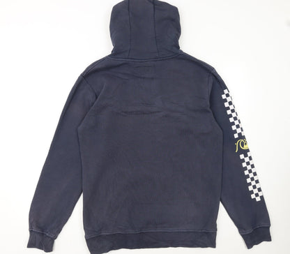 Quiksilver Men's Blue Pullover Hoodie Medium Fleece Surf Logo
