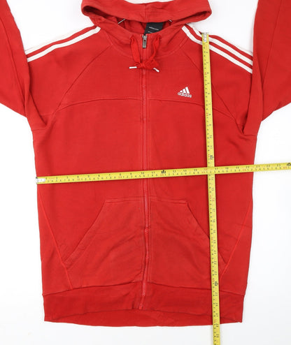 Adidas Mens Red Full Zip Hoodie Medium Sports Style