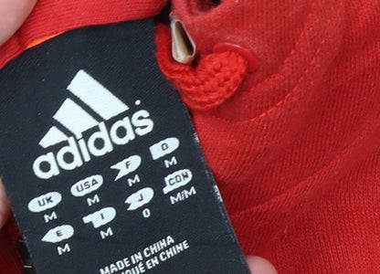 Adidas Mens Red Full Zip Hoodie Medium Sports Style
