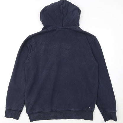 Napapijri Men's Blue Pullover Hoodie L Fleece Lined