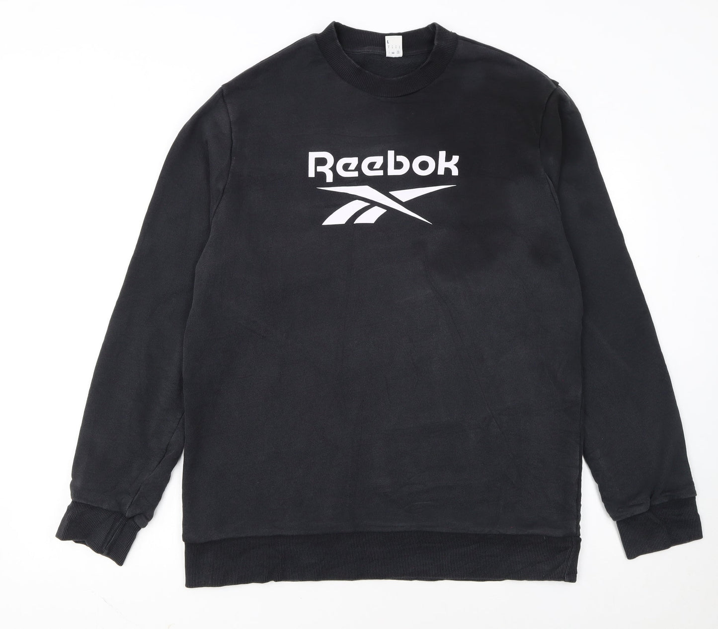 Reebok Men Black Crew Neck Pullover Sweatshirt L
