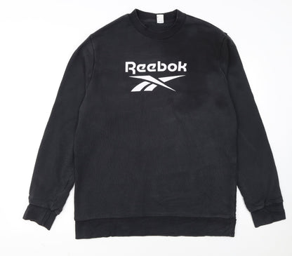 Reebok Men Black Crew Neck Pullover Sweatshirt L