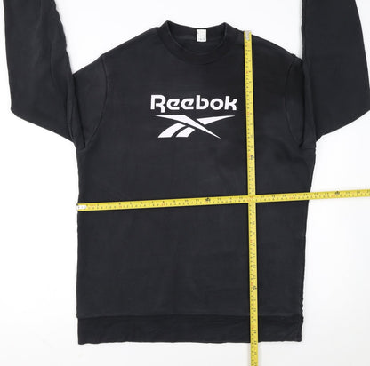 Reebok Men Black Crew Neck Pullover Sweatshirt L