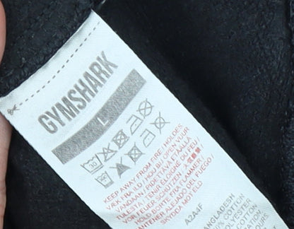 Gymshark Men Black Pullover Hoodie L Logo Fleece Sweatshirt