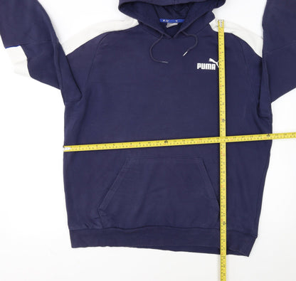 Puma Men's Blue XL Pullover Hoodie with Logo and Kangaroo Pocket
