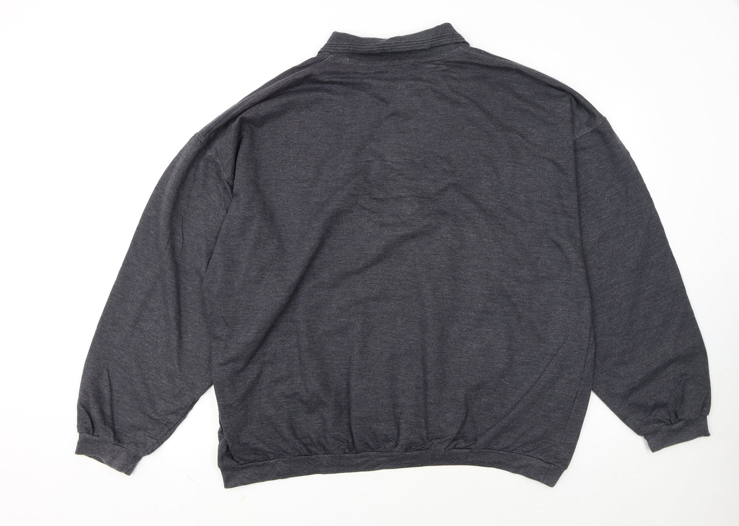 Reebok Men's Grey Long Sleeve 2XL Polo Shirt Classic Sportswear
