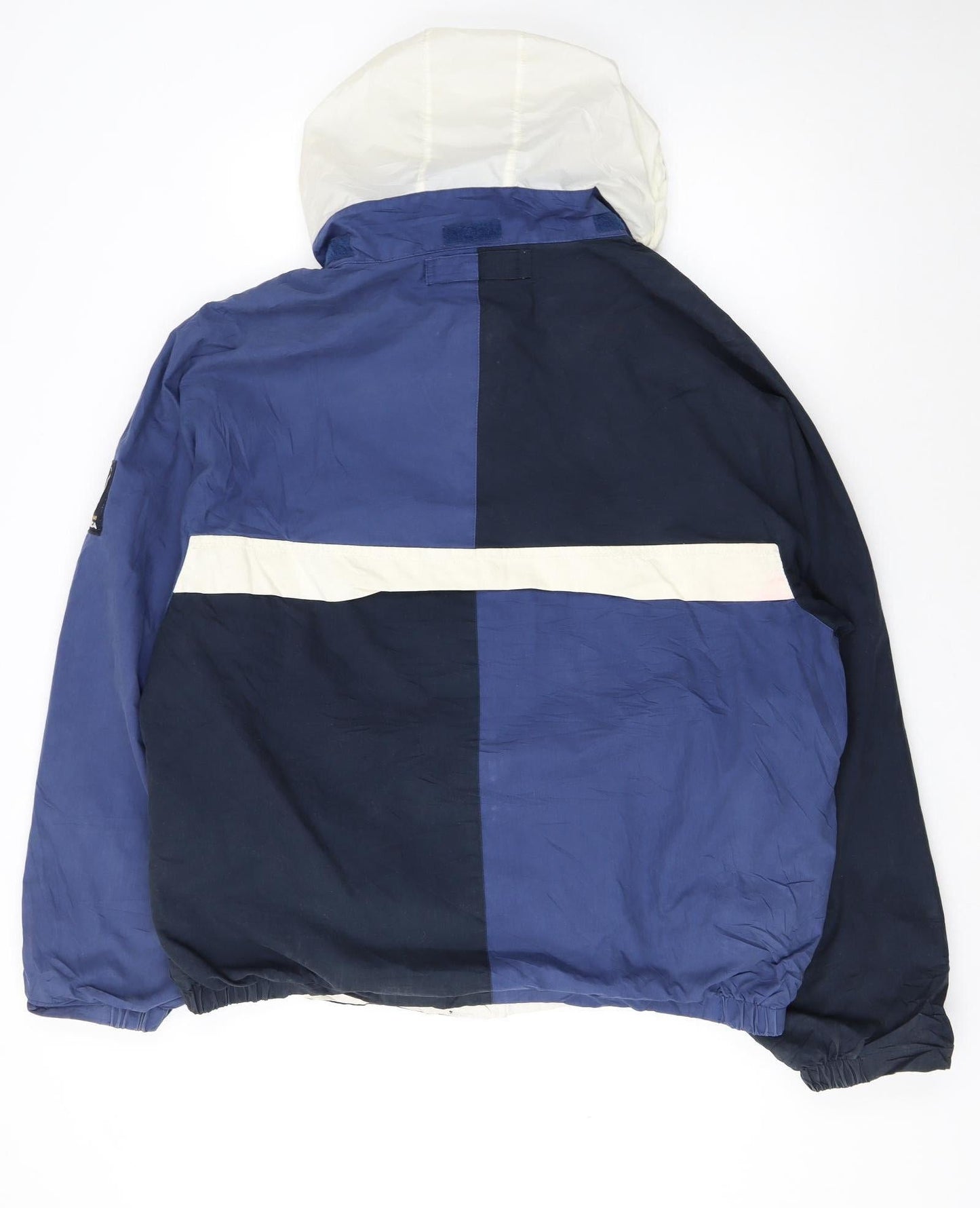 Nautica Mens Blue Colourblock Hooded Windbreaker Jacket XXL Cotton Nylon
