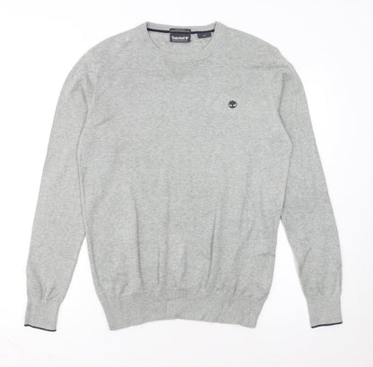 Timberland Men's Grey Cotton Crew Neck Pullover Jumper Size S