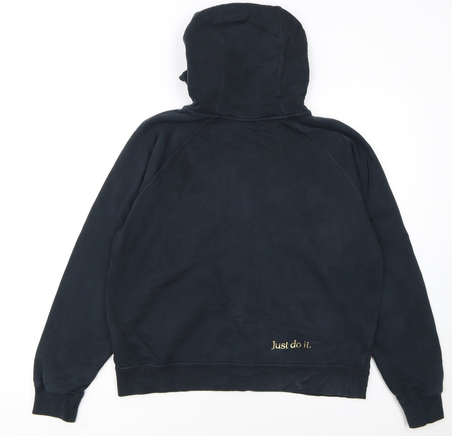 Nike Womens Black Full Zip Hoodie Small Cotton Blend Logo Print
