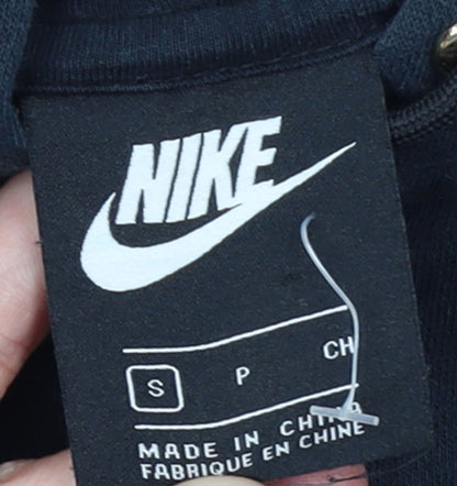 Nike Womens Black Full Zip Hoodie Small Cotton Blend Logo Print