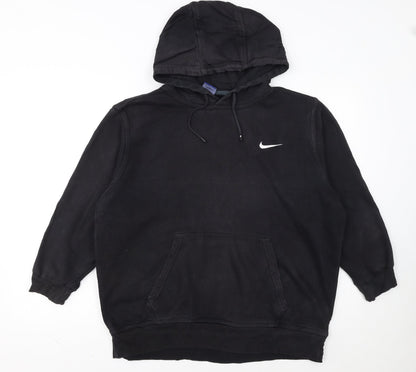 Nike Women Black Pullover Hoodie L Cotton Blend Casual Sweatshirt