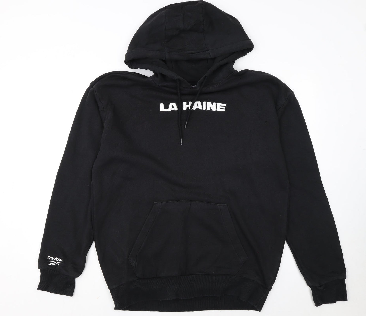 Reebok Mens Black M Pullover Hoodie LA HAINE Graphic Sports Style